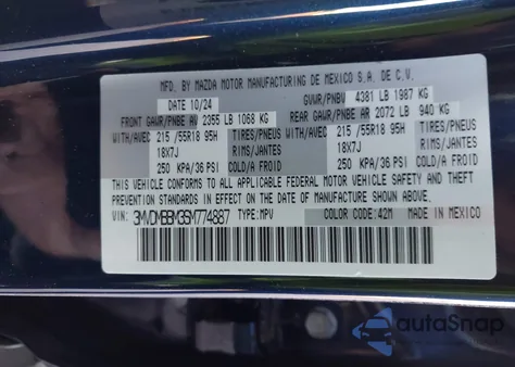 2025 Mazda Cx-30 2.5 S Select Sport from USA, damaged, VIN 3MVDMBBM3SM774887